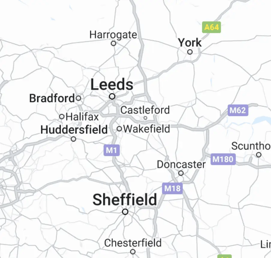 A map of the North of England area we cover for window cleaning